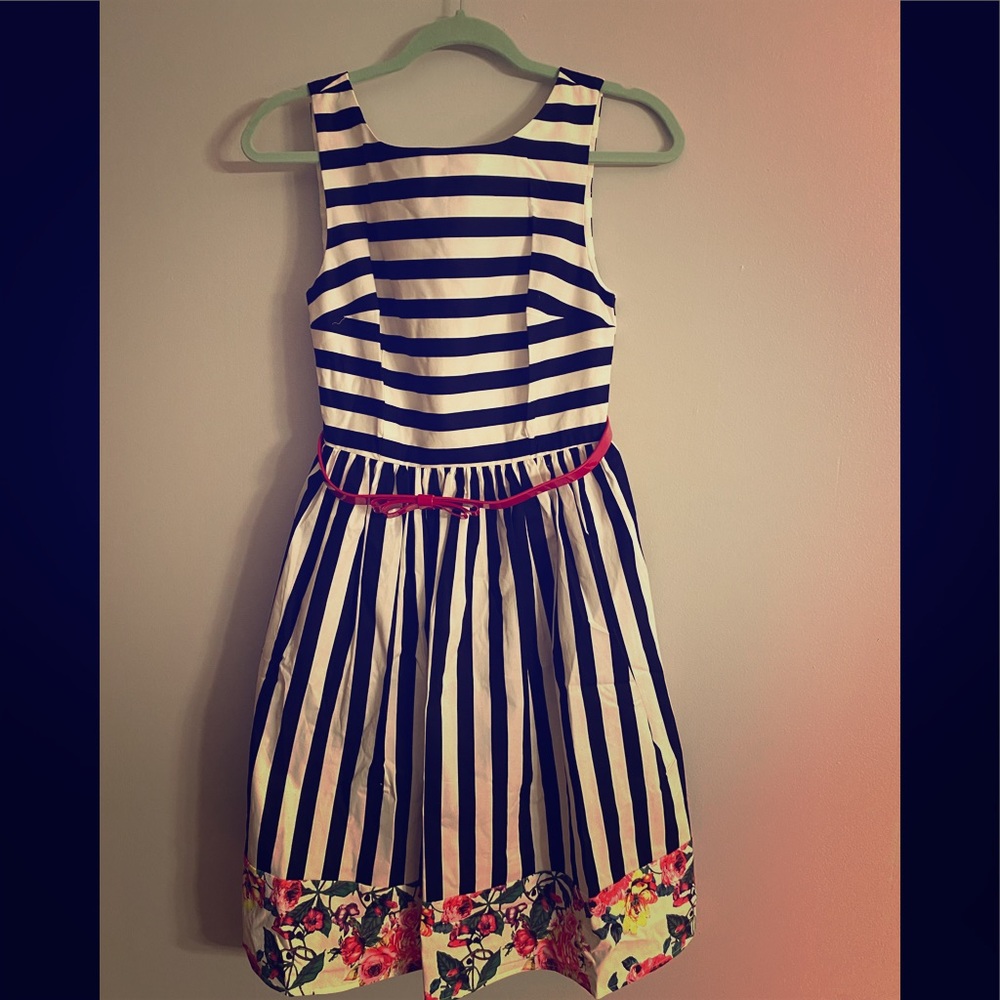 Modcloth Black and White Striped Asymmetrical Dress